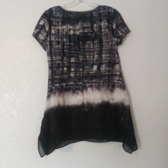 Simply Vera Vera Wang women's size XS black, white, blue , and green blouse - Picture 5 of 15